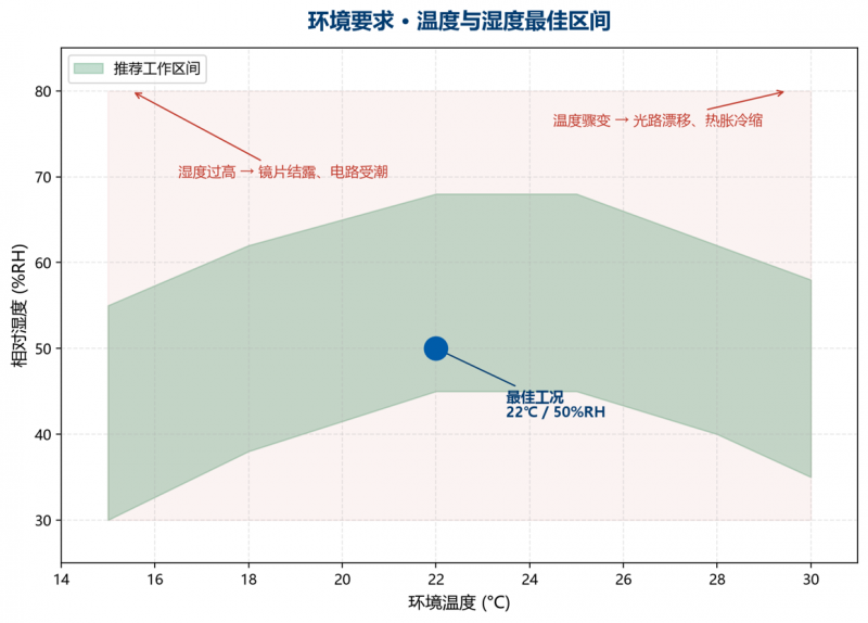 图 3　温度与湿度最佳工作区间（示意）